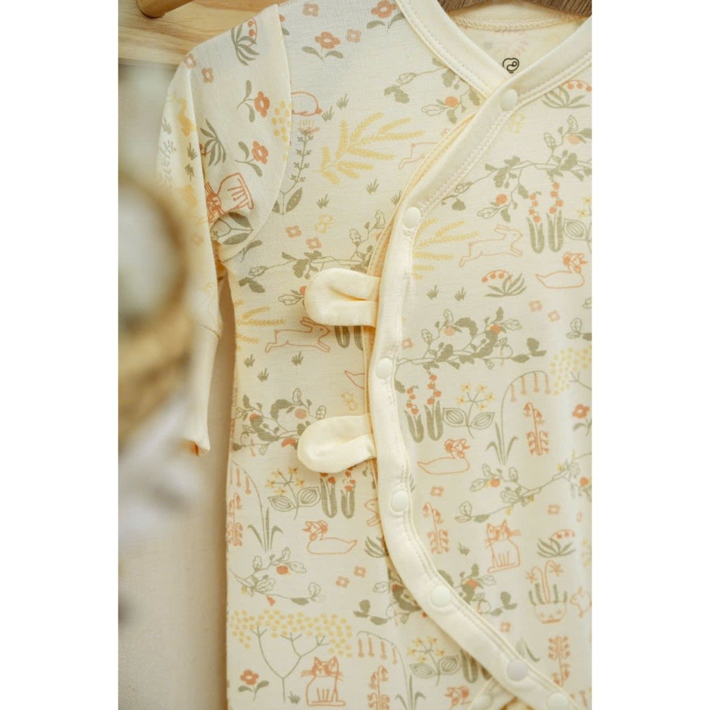 (NB-3M) Body dài tay cài chéo tai thỏ cho bé trai BU Baby Bambus - BBB210821 BBB210209 | Quần áo Bubaby chính hãng