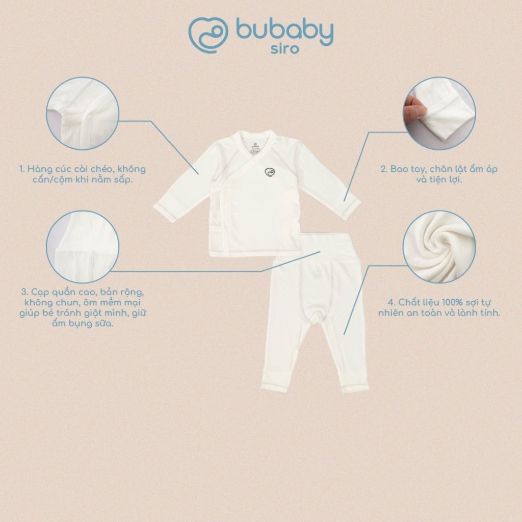 (NB-3M) Bộ dài tay cài chéo Siro - BSR110805 | Quần áo BU Baby chính hãng