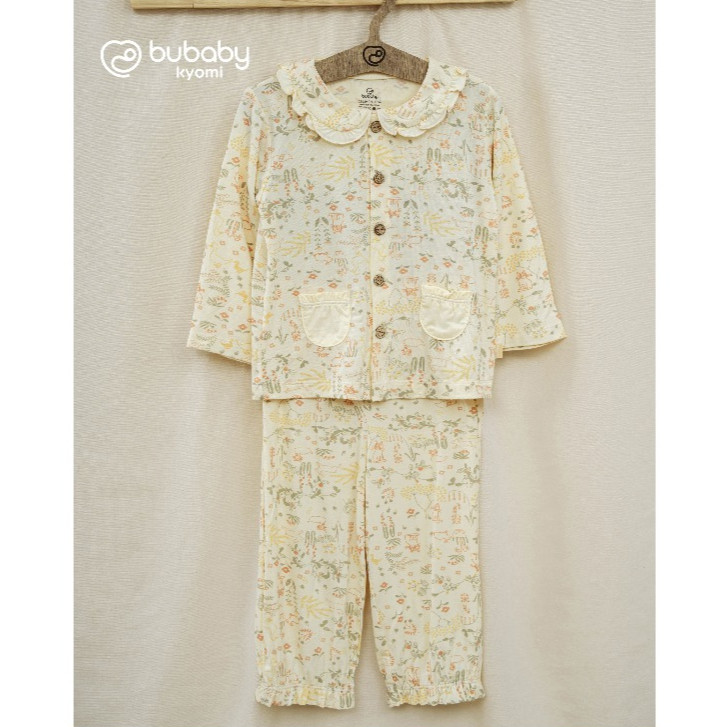(6M-5Y) Bộ dài tay Pyjamas cổ bèo cho bé BU Baby Bambus - BBB1102CB | Quần áo Bubaby  chính hãng