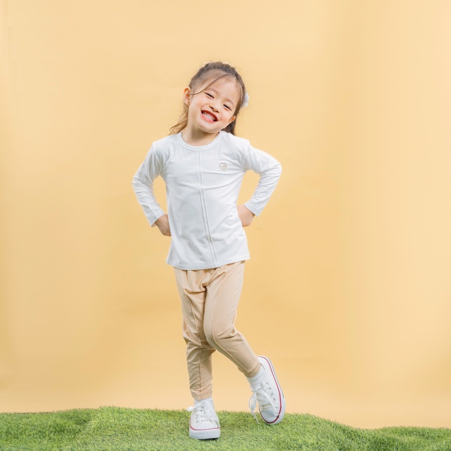 (6M-5Y) Bộ dài tay cài vai, ly giữa Bambus - BBB110109 | Quần áo BU Baby chính hãng