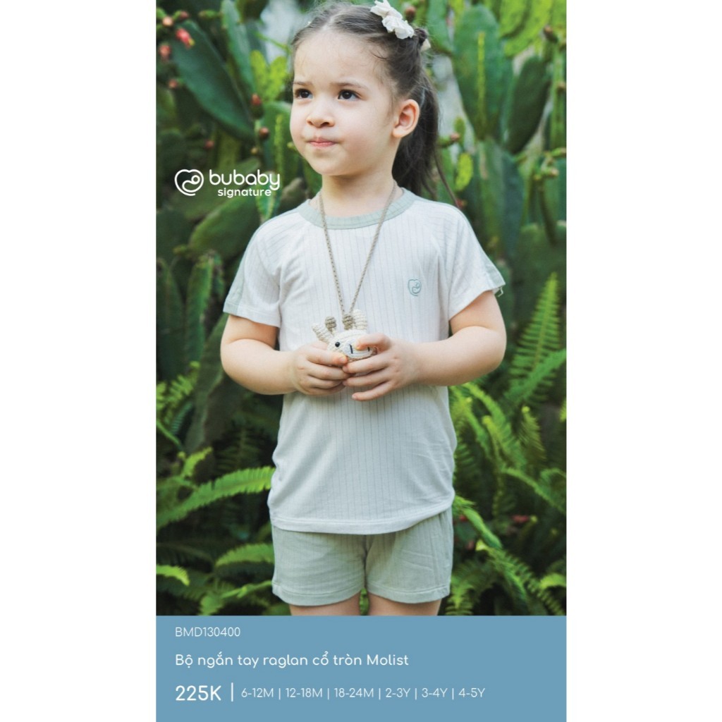 (6M-5Y) Bộ ngắn tay raglan cổ tròn BU Baby Molist - BMD130400 BMD1304TN | Quần áo Bubaby Chính hãng