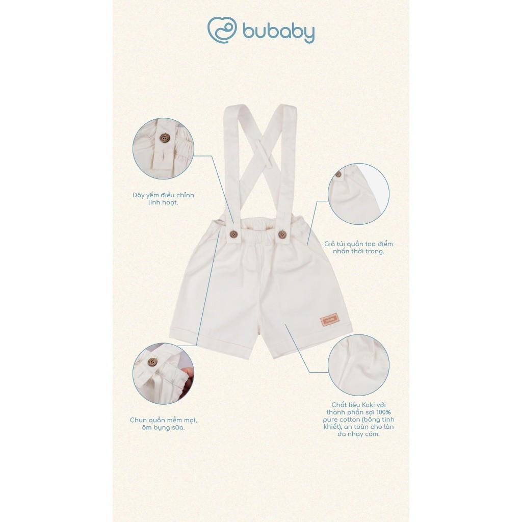 (6M-5Y) Quần yếm đùi Kaki cho bé trai  - BKK433200 | Quần áo BU Baby chính hãng