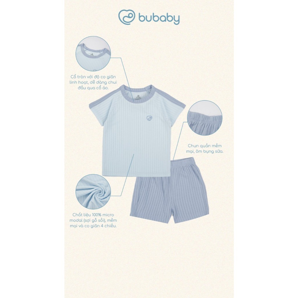 (6M-5Y) Bộ ngắn tay raglan cổ tròn BU Baby Molist - BMD130400 BMD1304TN | Quần áo Bubaby Chính hãng