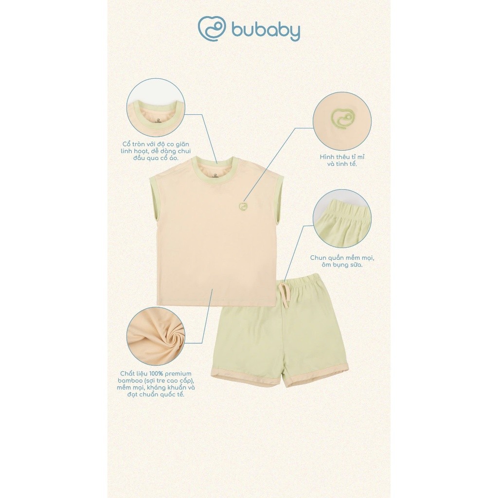 (6M-5Y) Bộ ngắn tay chờm vai cổ tròn Bambus - BBB130403 | Quần áo BU Baby chính hãng