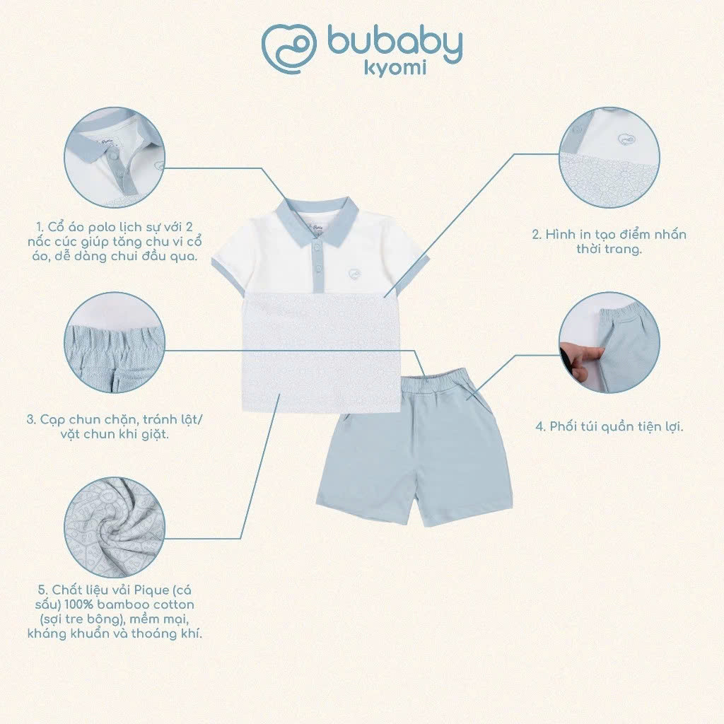 (6M-5Y) Bộ quần áo ngắn tay cổ Polo Ponie - BPN130312 BPN130313 BPN1303KK | Quần áo BU Baby chính hãng