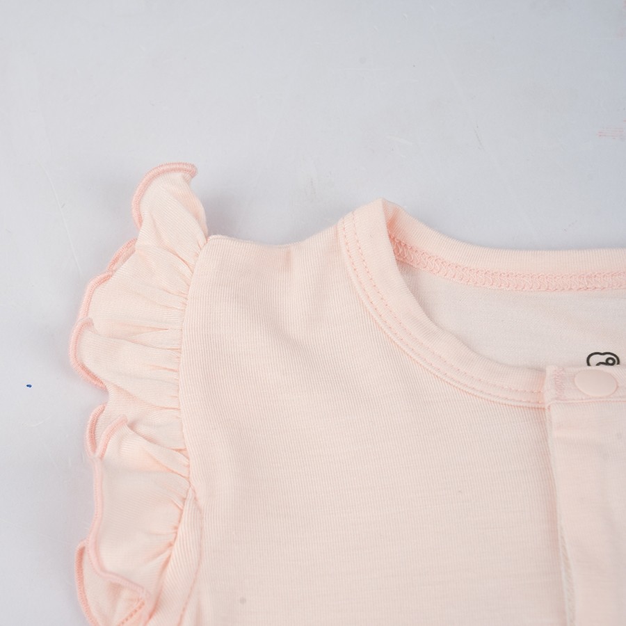 (1M-12M) Body đùi ngắn tay cài giữa bèo vai Bambus BBB230204 | Quần áo BU Baby chính hãng