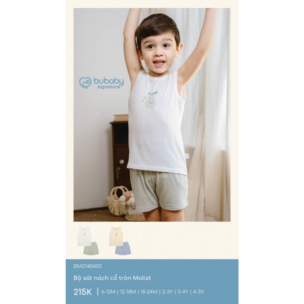 (6M-5Y) Bộ sát nách cổ tròn cho bé yêu Molist - BMD140403 | Quần áo BU Baby Chính hãng