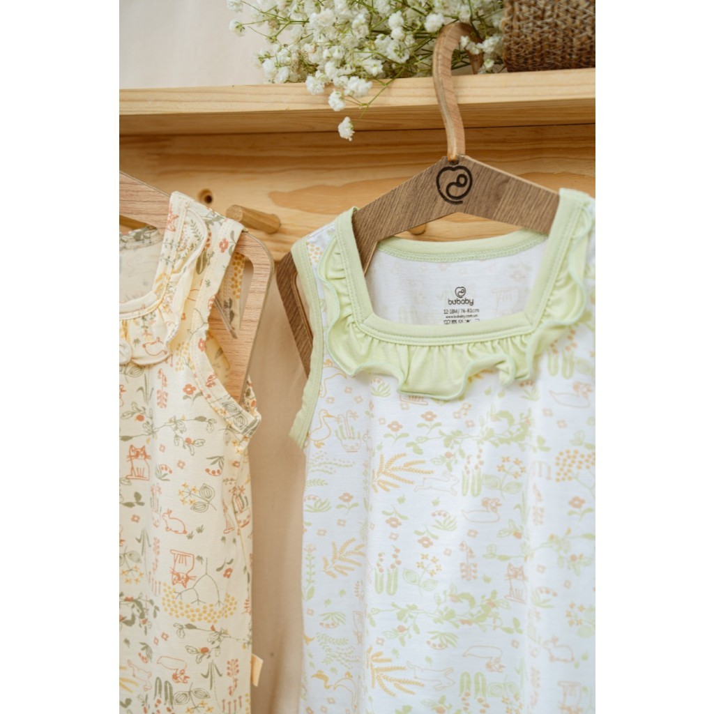 (6M-5Y) Bộ sát nách quần đùi cho bé gái BU Baby Bamco - BBB1443BG | Quần áo Bubaby chính hãng