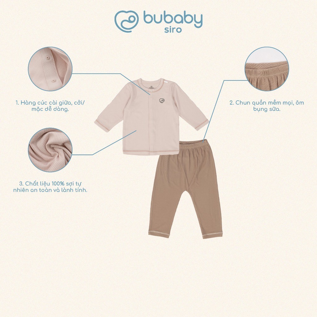 (1M-9M) Bộ dài tay cài giữa Siro - BSR110207 | Quần áo BU Baby chính hãng
