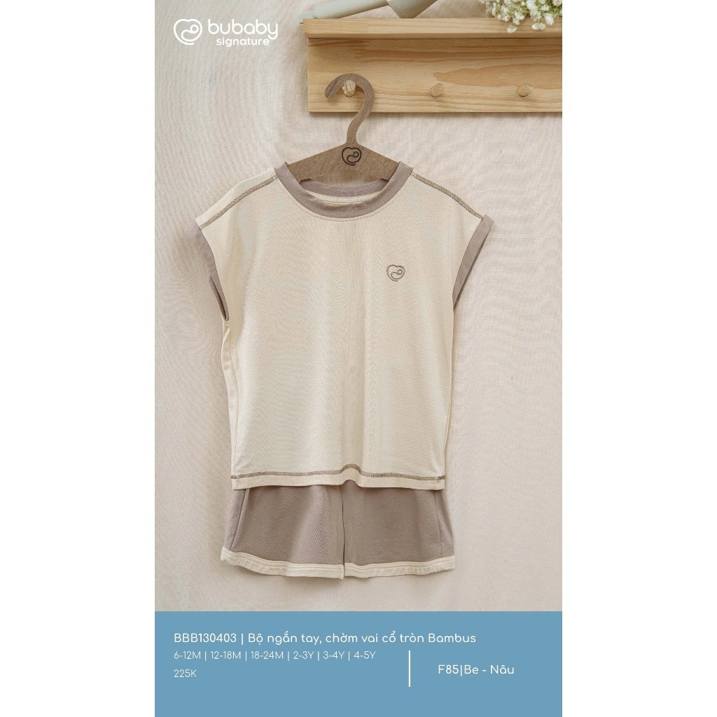 (6M-5Y) Bộ ngắn tay chờm vai cổ tròn Bambus - BBB130403 | Quần áo BU Baby chính hãng