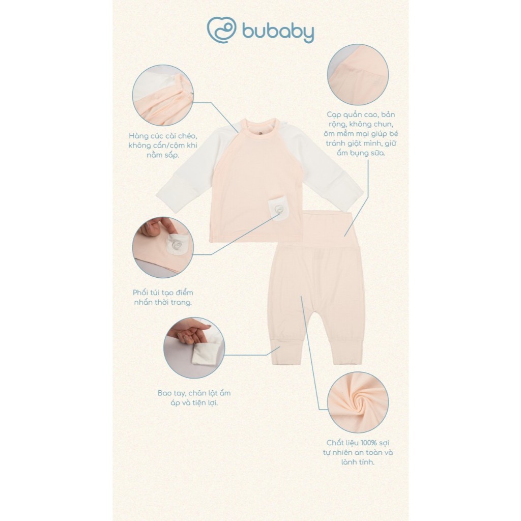 (NB-3M) Bộ dài tay cài chéo Siro Cho bé trai, bé gái - BSR110808| Quần áo BU Baby Chính hãng