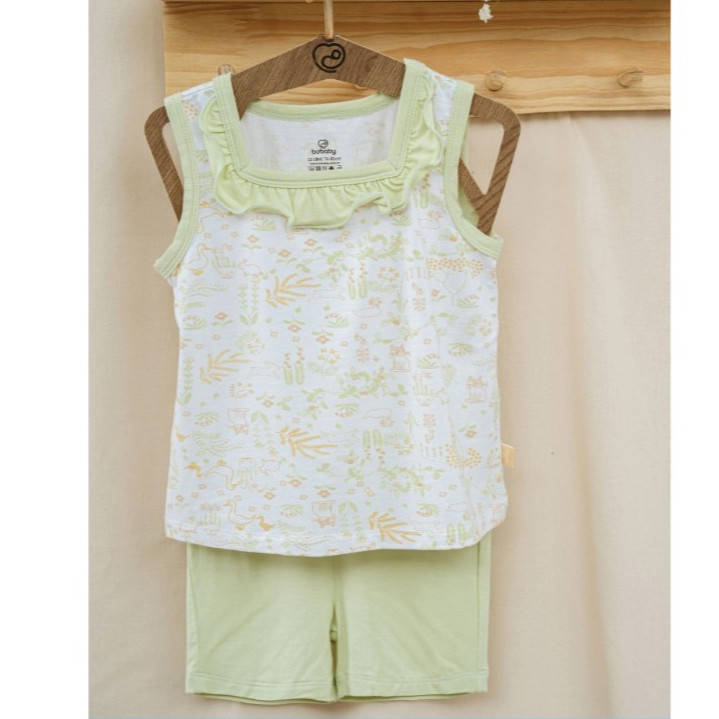 (6M-5Y) Bộ sát nách quần đùi cho bé gái BU Baby Bamco - BBB1443BG | Quần áo Bubaby chính hãng