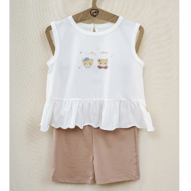 (6M-5Y) Bộ sát nách quần đùi cho bé gái Bamco - BBC1443BG | Quần áo BU Baby Chính hãng