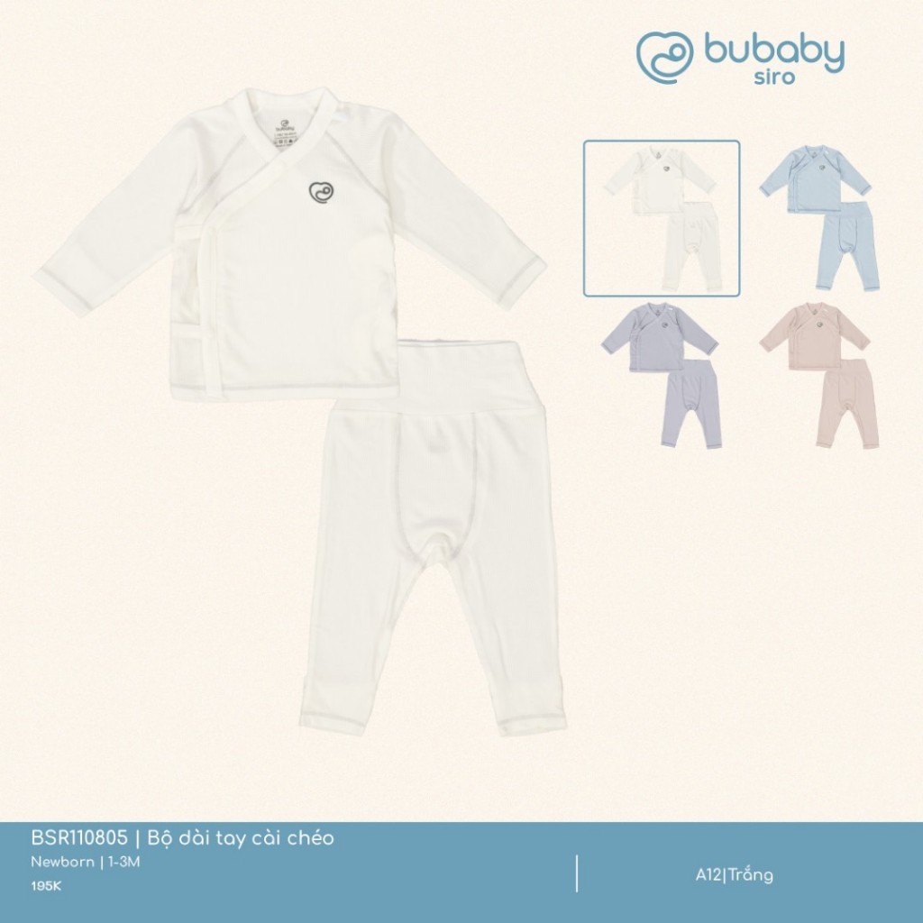 (NB-3M) Bộ dài tay cài chéo Siro - BSR110805 | Quần áo BU Baby chính hãng