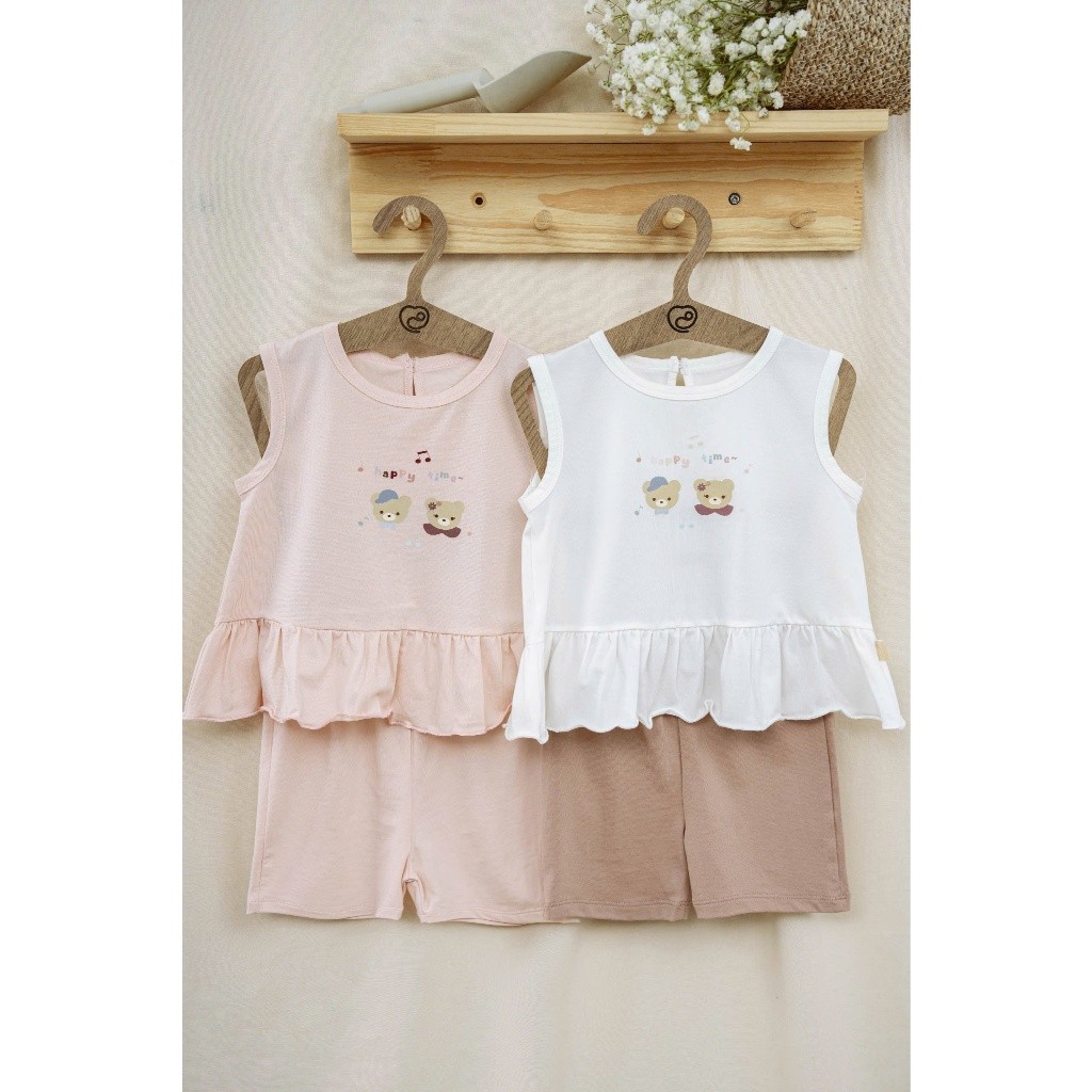 (6M-5Y) Bộ sát nách quần đùi cho bé gái Bamco - BBC1443BG | Quần áo BU Baby Chính hãng