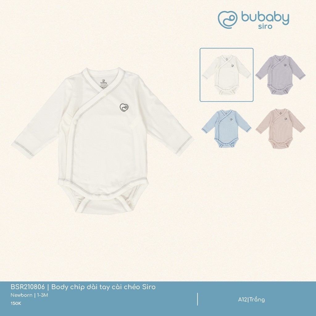 (NB-3M) Body chip dài tay cài chéo Siro - BSR210806 | Quần áo BU Baby chính hãng