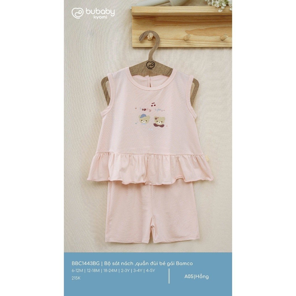 (6M-5Y) Bộ sát nách quần đùi cho bé gái Bamco - BBC1443BG | Quần áo BU Baby Chính hãng