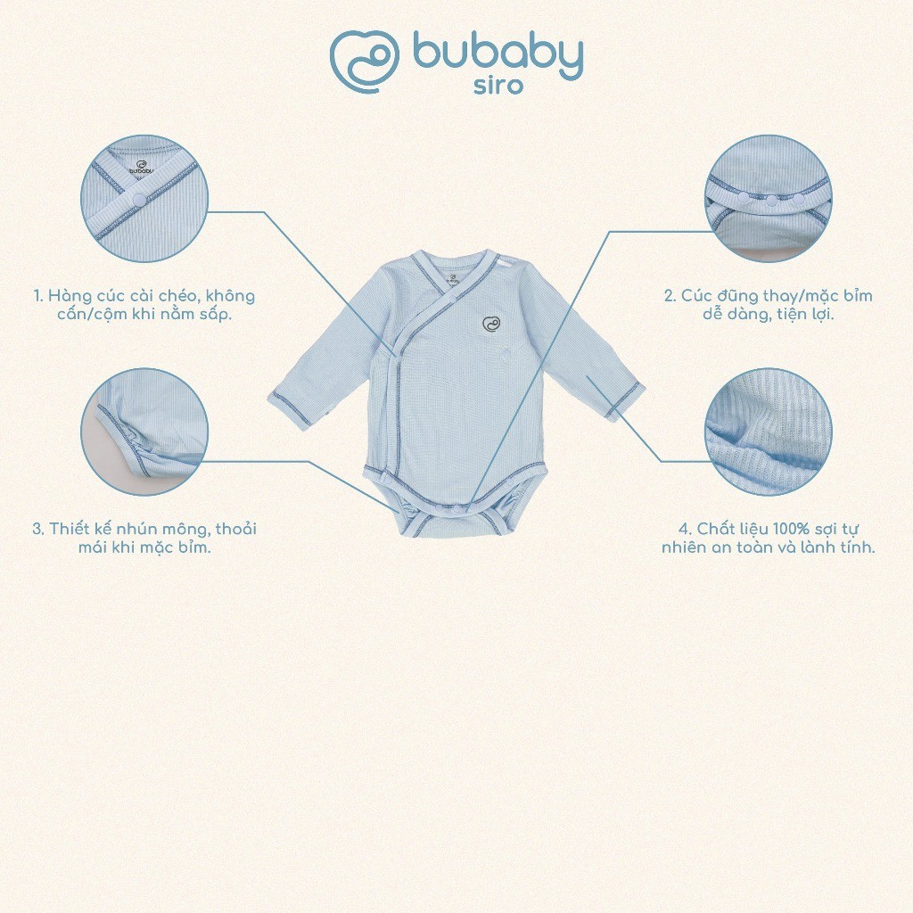 (NB-3M) Body chip dài tay cài chéo Siro - BSR210806 | Quần áo BU Baby chính hãng