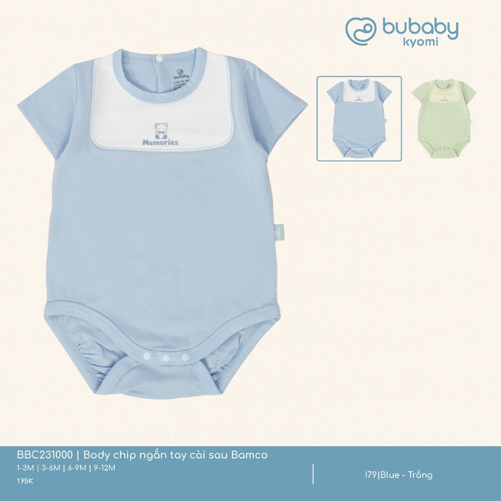 (1M-12M) Body chip ngắn tay cài sau Bamco - BBC231000 | Quần áo BU Baby chính hãng