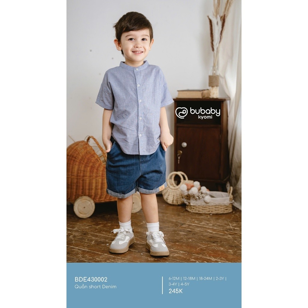 (6M-5Y)Áo ngắn tay, sơ mi, quần short đùi, short bò cho bé yêu BCT330100 BCT330200 BCT433200 BDE430002 | Quần áo BU Baby