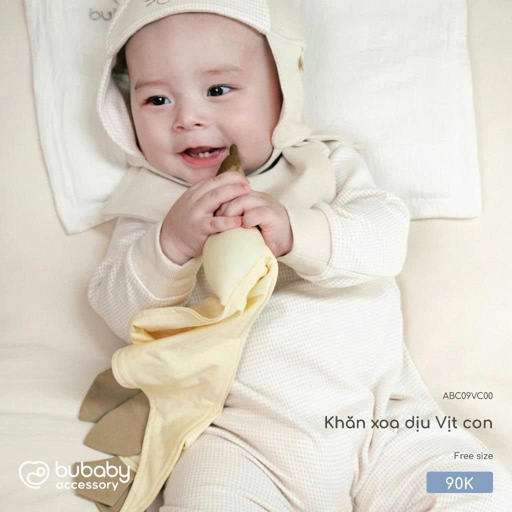 (Freesize) Khăn xoa dịu Thỏ bunny và Vịt con Bubaby Bamboo cotton | Phụ kiện BU Baby chính hãng