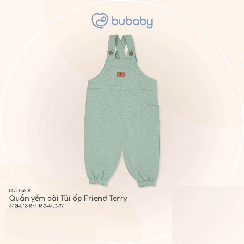 (6M-5Y) Quần yếm dài Túi ốp Friend Terry Bubaby Cotton - BCT4162BT BCT416201  | Quần áo BU Baby chính hãng