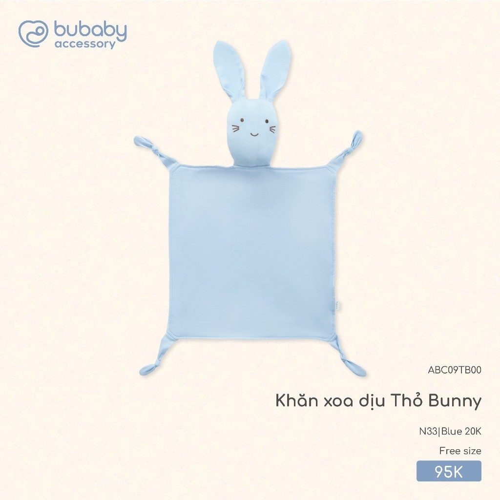(Freesize) Khăn xoa dịu Thỏ bunny và Vịt con Bubaby Bamboo cotton | Phụ kiện BU Baby chính hãng