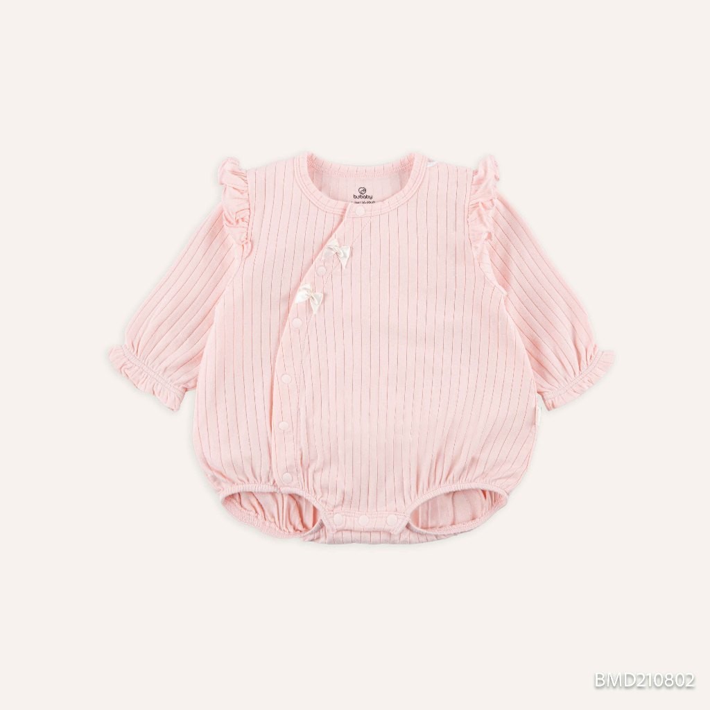 (1M-12M) Body chip dài tay cài chéo cho bé gái Bubaby Molist - BMD210802| Quần áo BU Baby chính hãng
