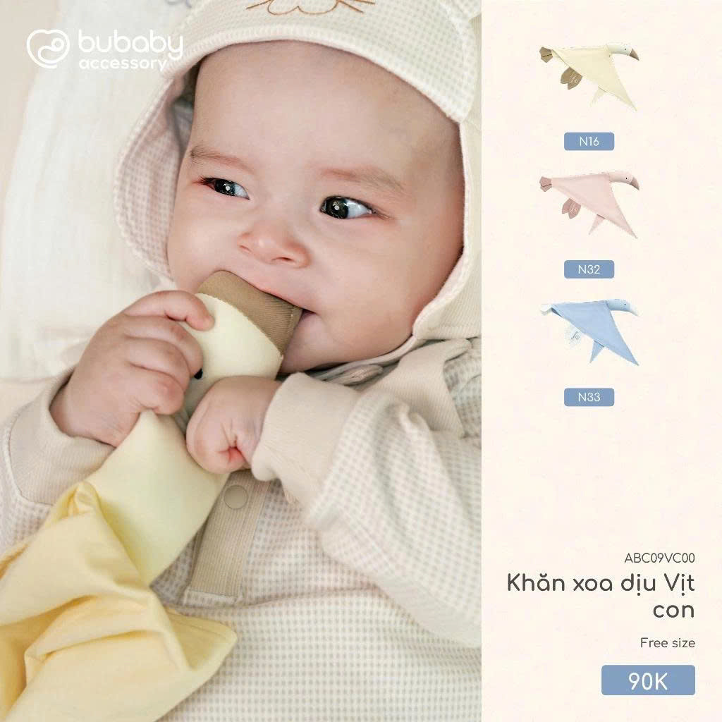 (Freesize) Khăn xoa dịu Thỏ bunny và Vịt con Bubaby Bamboo cotton | Phụ kiện BU Baby chính hãng