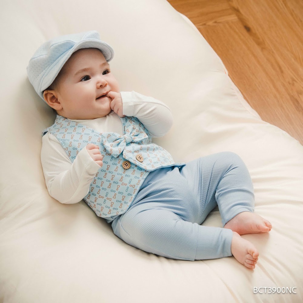 (1M-18M) Áo gile + nơ cổ Iconic 1 Bubaby Cotton BCT3900NC | Quần áo chính hãng