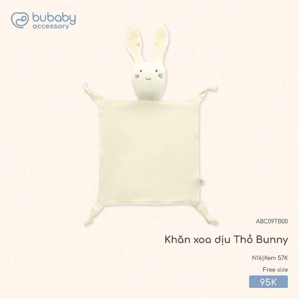 (Freesize) Khăn xoa dịu Thỏ bunny và Vịt con Bubaby Bamboo cotton | Phụ kiện BU Baby chính hãng