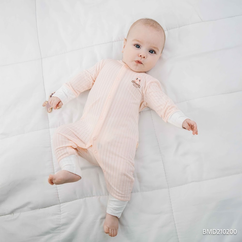 (NB-3M) Body dài tay cài giữa Bao tay chân Lật ấm áp cho mùa thu nhẹ Bubaby Molist BMD210200 | Quần áo chính hãng