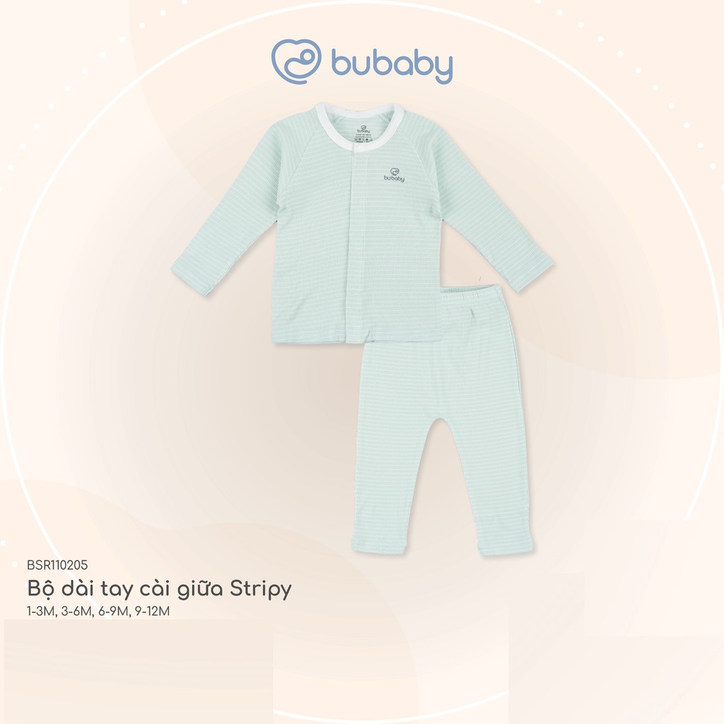 (1M-12M) Body dài tay cho bé Bubaby Siro Stripy BSR210805 BSR210804 BSR210202 BSR110205 | Quần áo BU Baby chính hãng