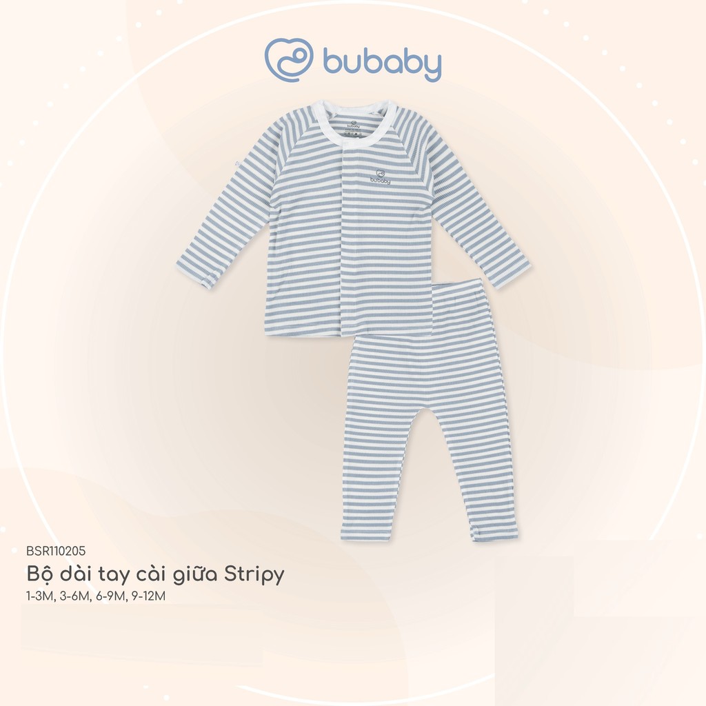 (1M-12M) Body dài tay cho bé Bubaby Siro Stripy BSR210805 BSR210804 BSR210202 BSR110205 | Quần áo BU Baby chính hãng