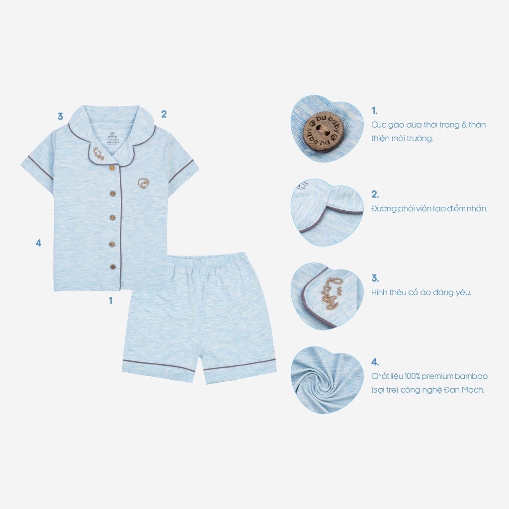 (12M-5Y) Bộ Quần Áo Bubaby cho bé mặc nhà, Bộ Pyjamas cộc tay chất liệu Sợi Tre - BBB130204 | Quần áo BU Baby chính hãng
