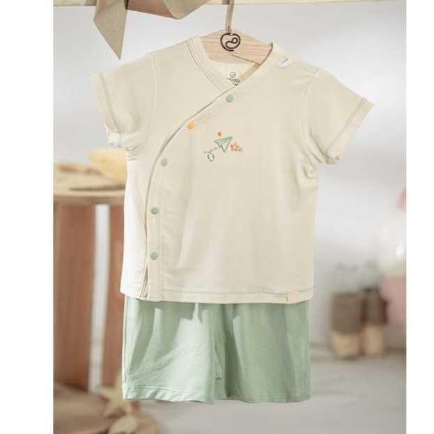 (1M-9M) Bộ ngắn tay cài chéo Bubaby Bambus Gami - BBB130803 BBB130800 | Quần áo BU Baby chính hãng