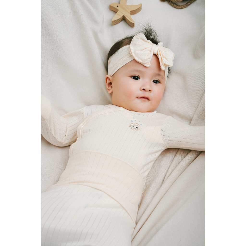 (NB-3M) Bộ dài tay cài chéo bao tay chân lật Bubaby Modal - BMD110800 BMD110801 | Quần áo BU Baby chính hãng