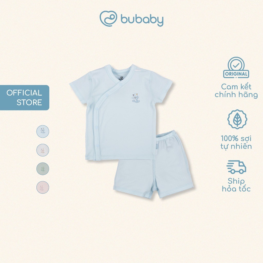 (1M-9M) Bộ ngắn tay cài chéo bé trai bé gái Bubaby Siro BSR130807 BSR130808 | Quần áo BU Baby chính hãng