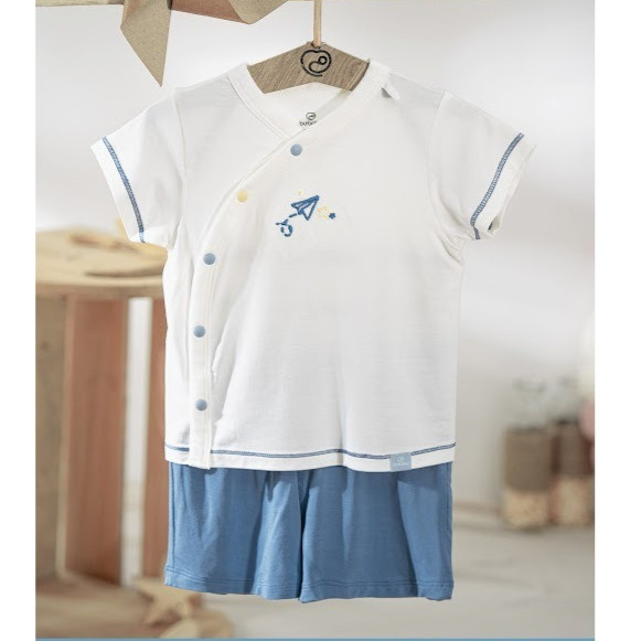 (1M-9M) Bộ ngắn tay cài chéo Bubaby Bambus Gami - BBB130803 BBB130800 | Quần áo BU Baby chính hãng