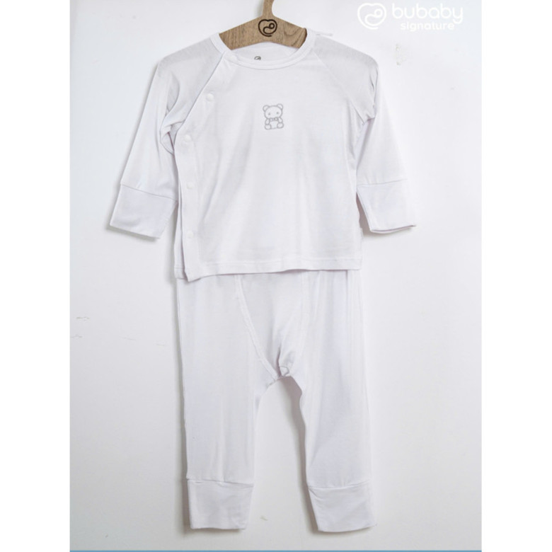 (NB-3M) Bộ dài tay cài chéo BU Baby Bambus cho bé trai bé gái | Quần áo Bubaby chính hãng