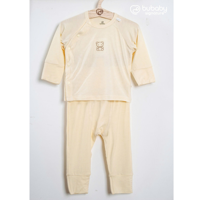 (NB-3M) Bộ dài tay cài chéo BU Baby Bambus cho bé trai bé gái | Quần áo Bubaby chính hãng