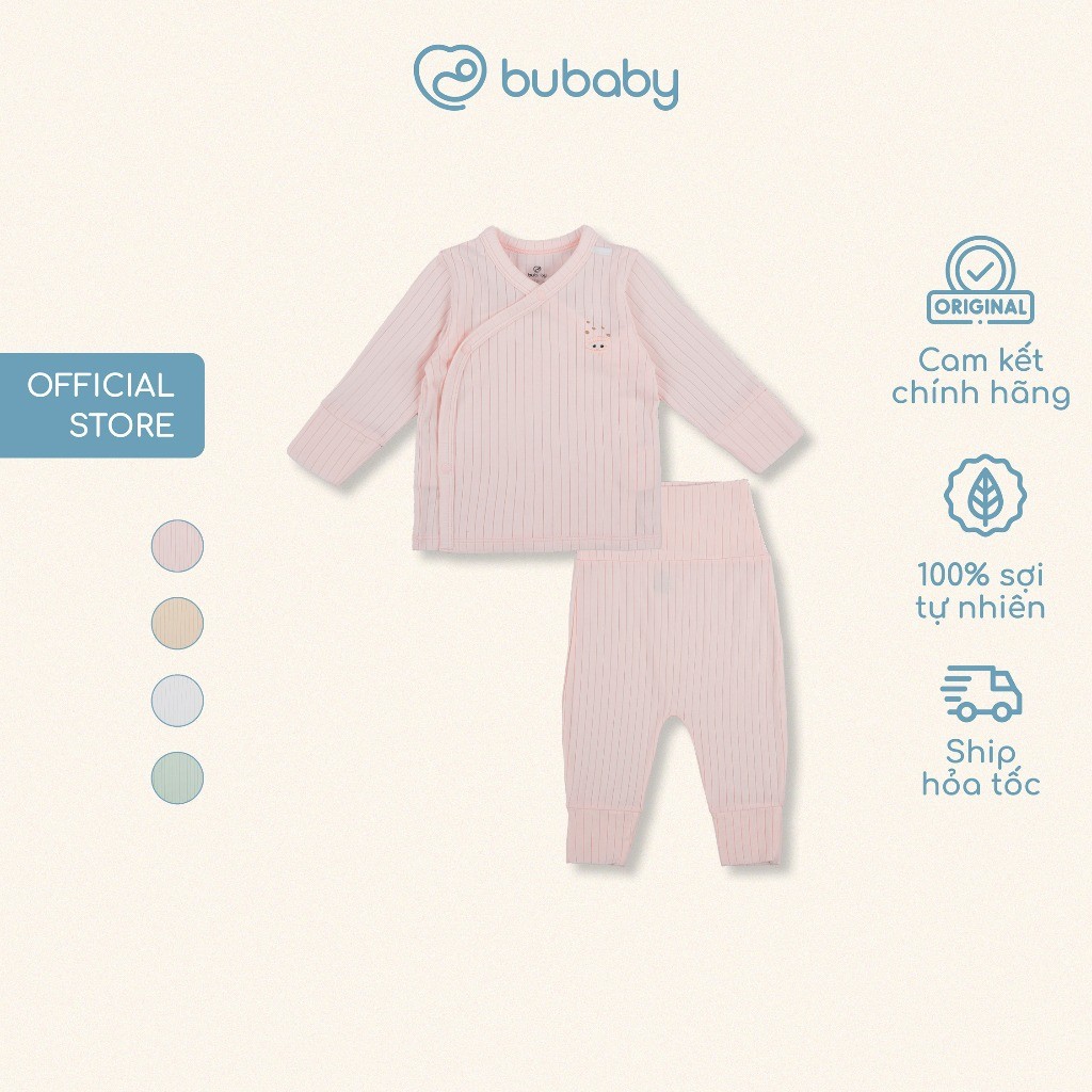 (NB-3M) Bộ dài tay cài chéo bao tay chân lật Bubaby Modal - BMD110800 BMD110801 | Quần áo BU Baby chính hãng