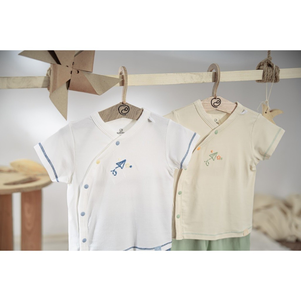 (1M-9M) Bộ ngắn tay cài chéo Bubaby Bambus Gami - BBB130803 BBB130800 | Quần áo BU Baby chính hãng