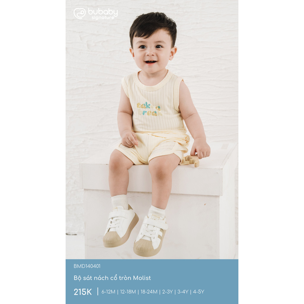 (6M-5Y) Bộ sát nách cổ tròn Bubaby Molist - BMD140401| Quần áo BU Baby Chính hãng