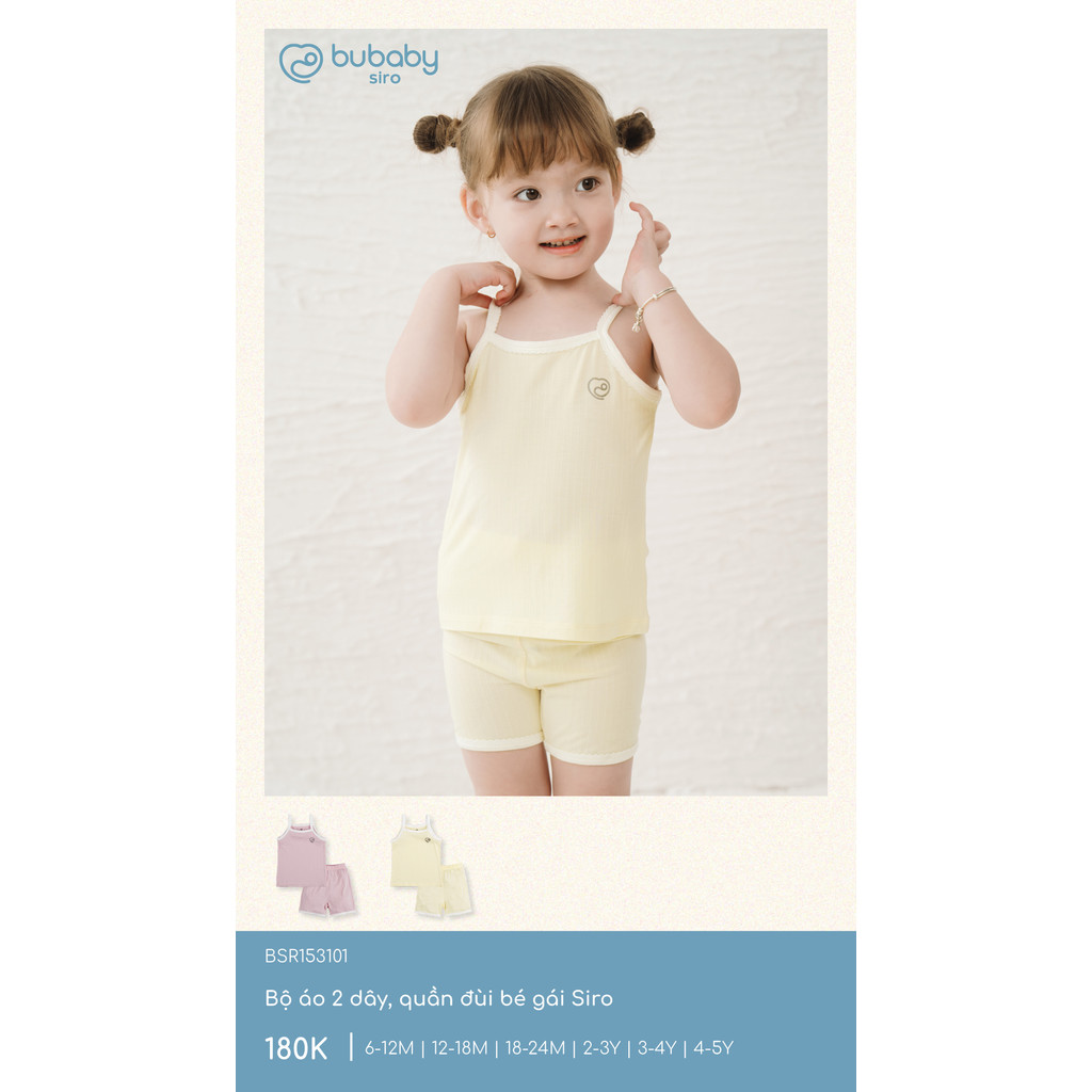 (6M-5Y) Bộ áo 2 dây, quần đùi bé gái Bubaby Siro - BSR153101 | Quần áo BU Baby chính hãng