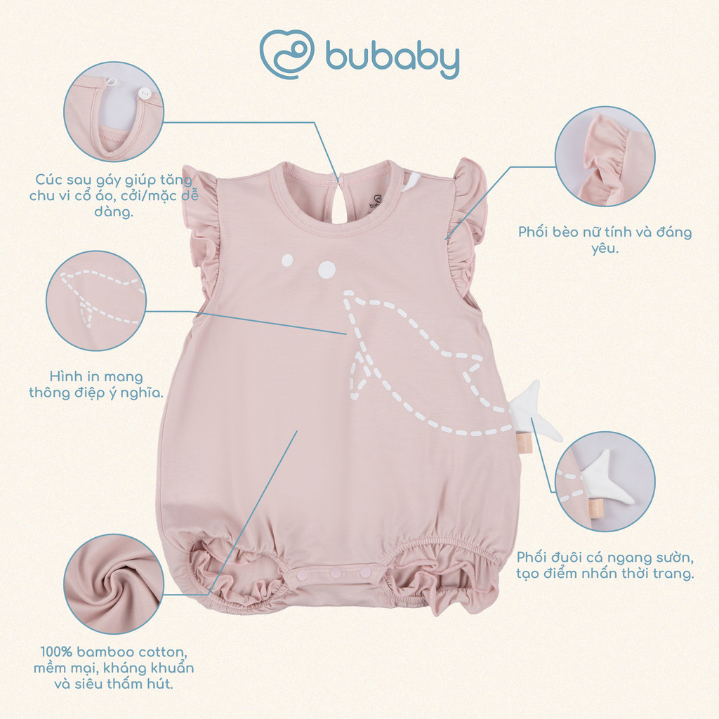 (1M-12M) Body chip ngắn tay cài sau bé gái Bubaby Bamco - BBC2310BG | Quần áo BU Baby chính hãng