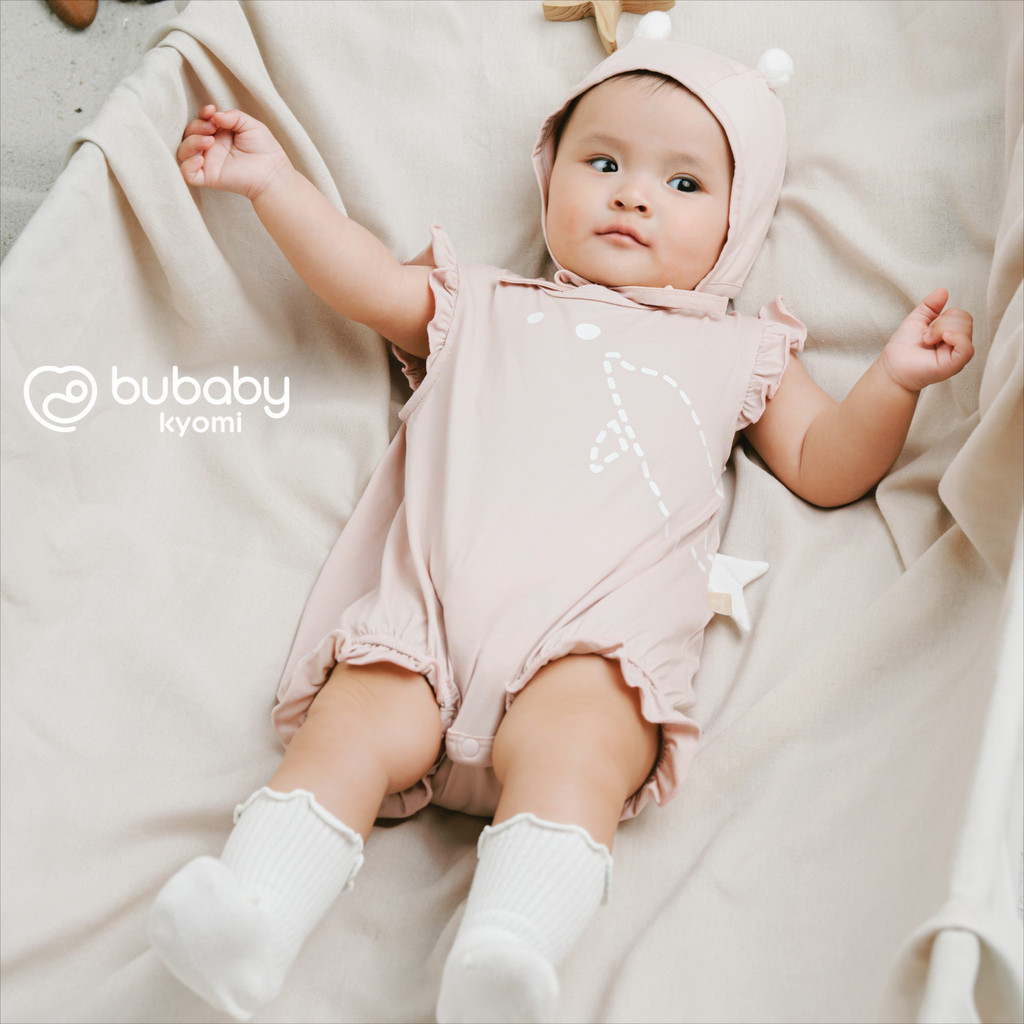 (1M-12M) Body chip ngắn tay cài sau bé gái Bubaby Bamco - BBC2310BG | Quần áo BU Baby chính hãng
