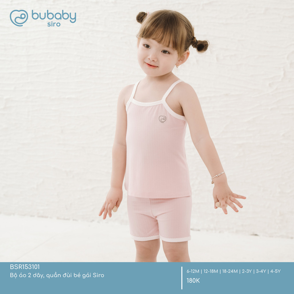 (6M-5Y) Bộ áo 2 dây, quần đùi bé gái Bubaby Siro - BSR153101 | Quần áo BU Baby chính hãng