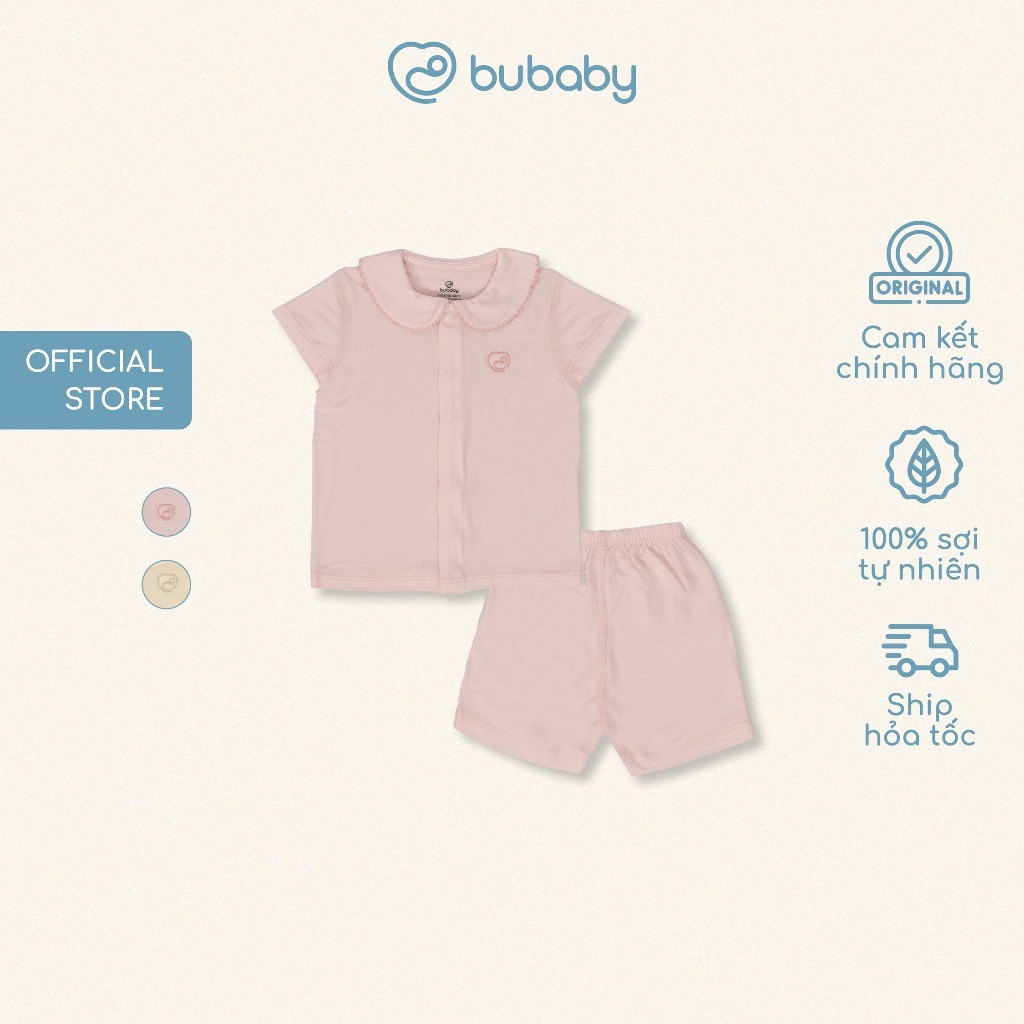 (1M-9M) Bộ ngắn tay cài giữa cổ sen Bubaby Bambus BBB1302CS | Quần áo BU Baby chính hãng