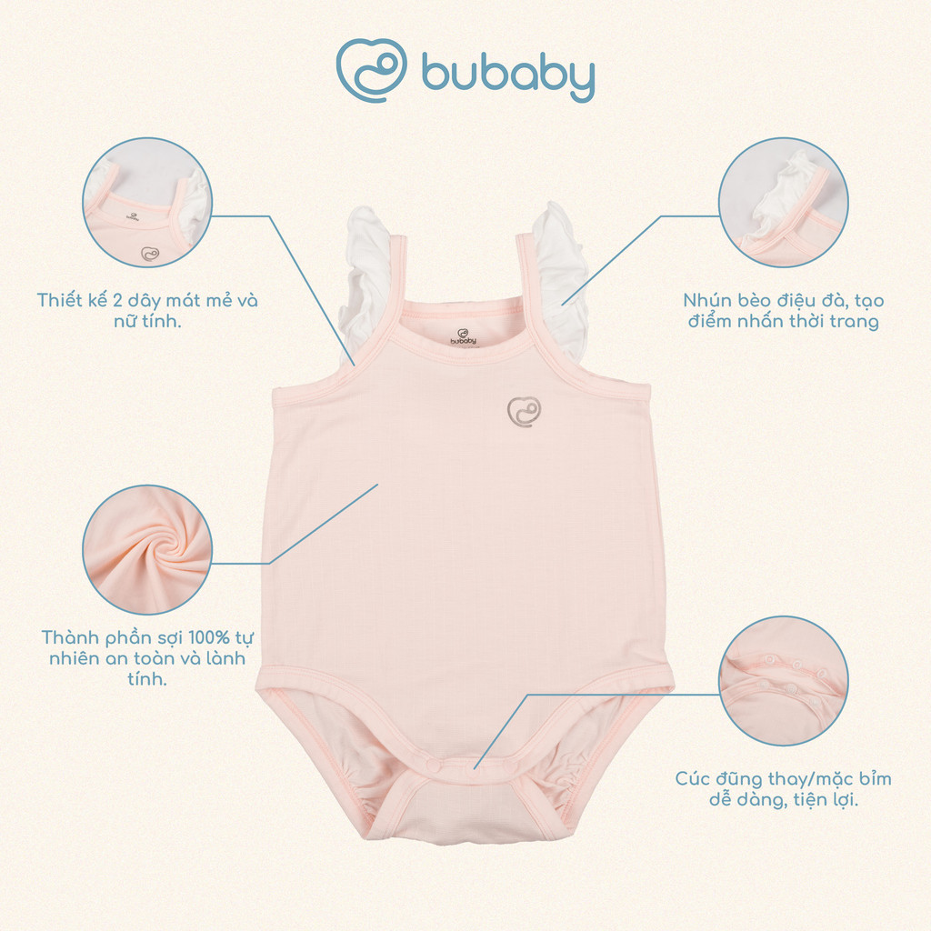 (3M-12M) Body chip 2 dây cho bé gái Bubaby Siro BSR253100 | Quần áo BU Baby chính hãng